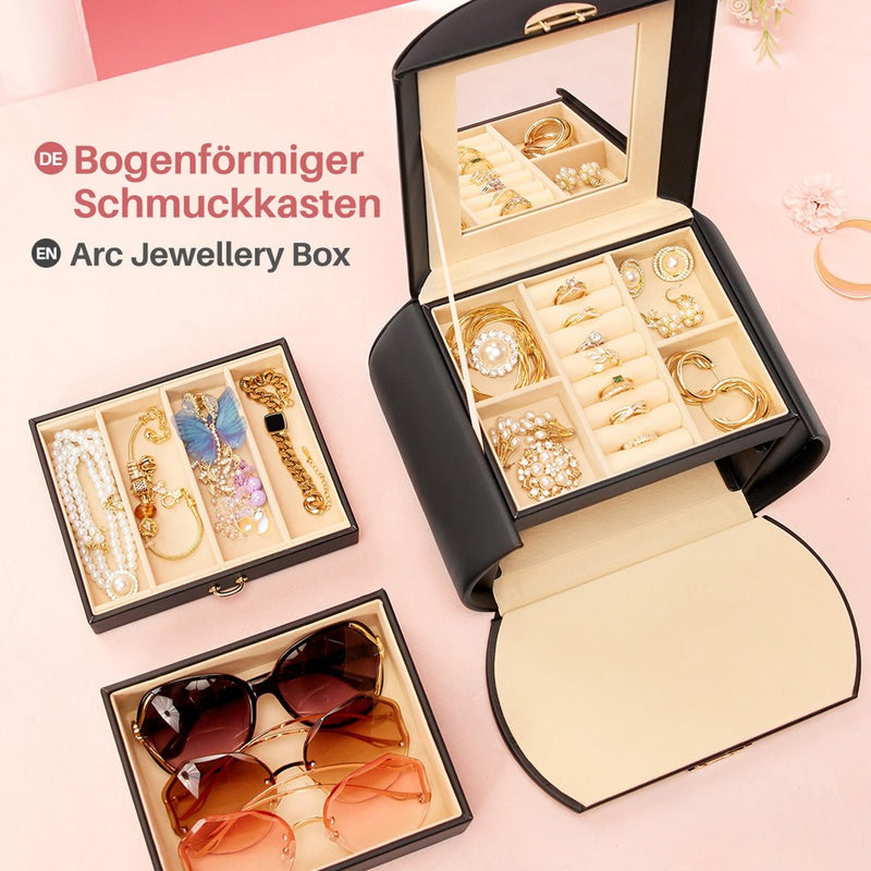 Yorbay Runder Schmuckkoffer aus Kunstleder mit Handgriff Schwarz - SL003-C065 - 18 - Yorbay.de