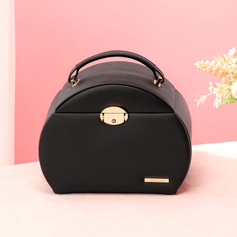 Yorbay Runder Schmuckkoffer aus Kunstleder mit Handgriff Pink - SL003-C063 - 13 - Yorbay.de