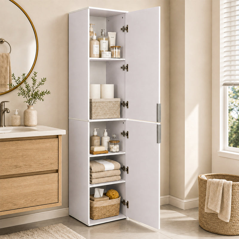 Yorbay Schmaler Hochschrank mit 2 Türen & 5 Fächern, 184 cm hoch