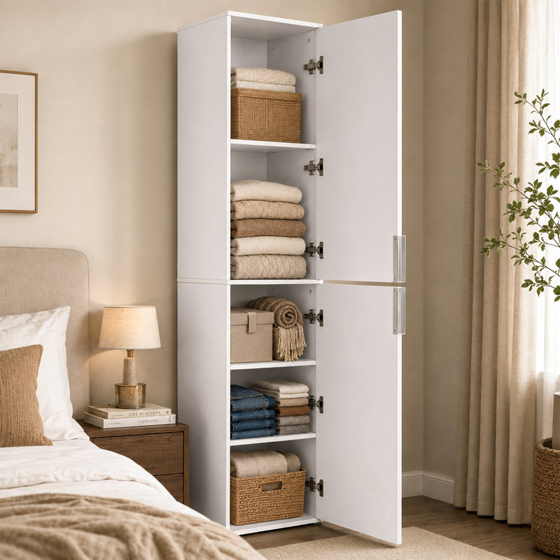 Yorbay Schmaler Hochschrank mit 2 Türen & 5 Fächern, 184 cm hoch