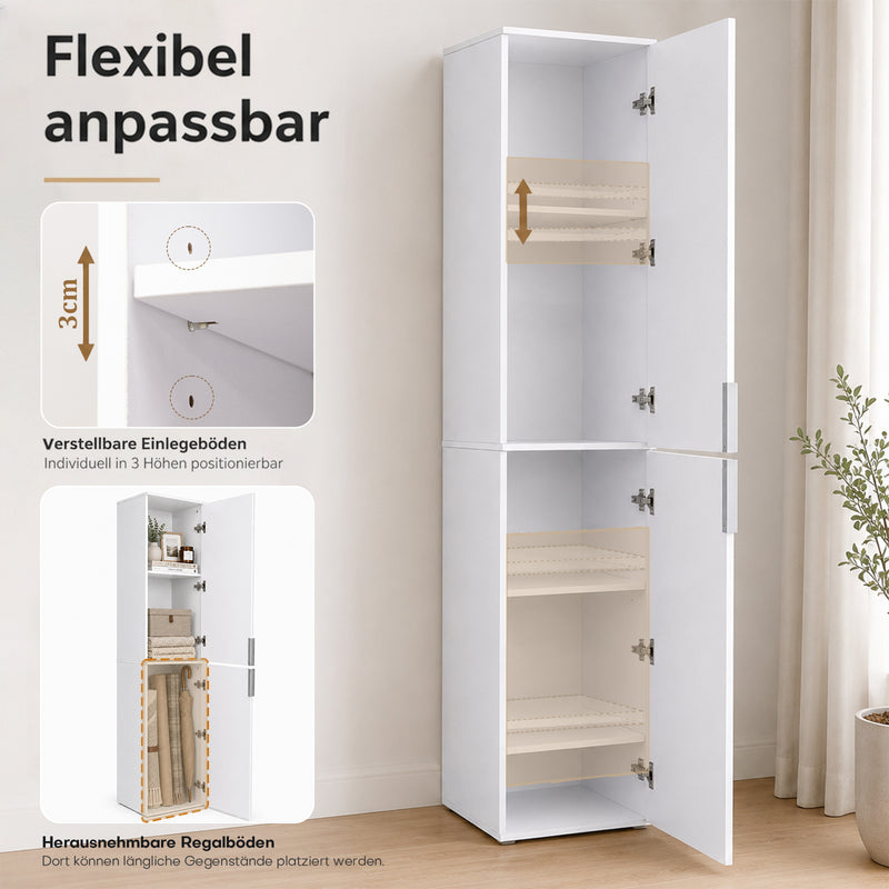 Yorbay Schmaler Hochschrank mit 2 Türen & 5 Fächern, 184 cm hoch