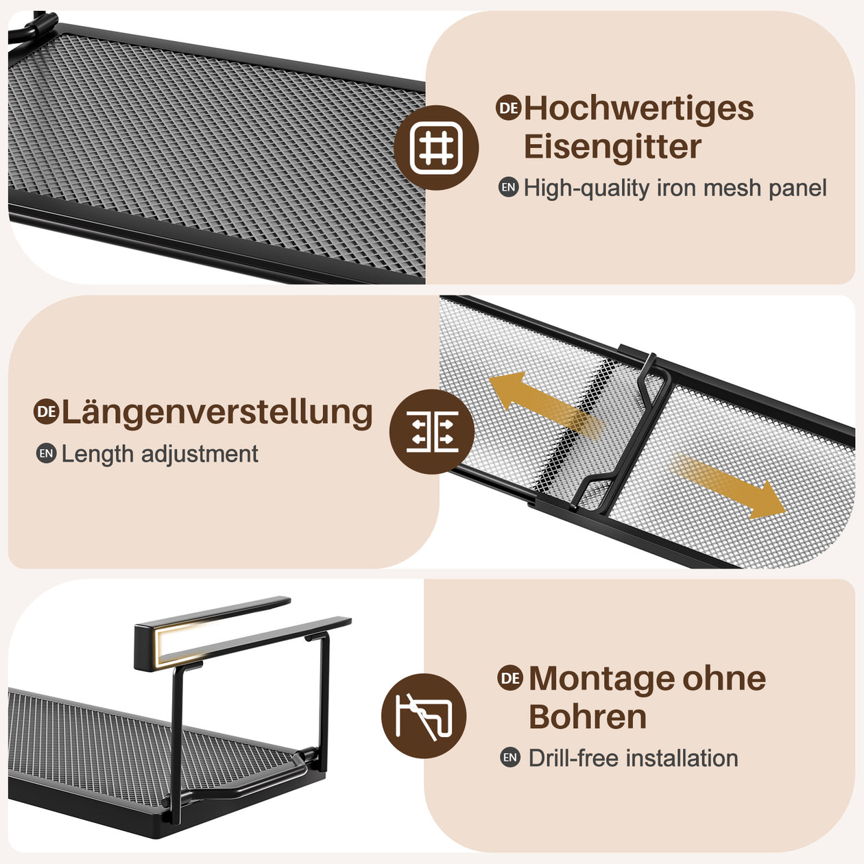 Yorbay ausziehbares Hängeregal 38,5–70,5 cm - YB076 - T061 - 4 - Yorbay.de