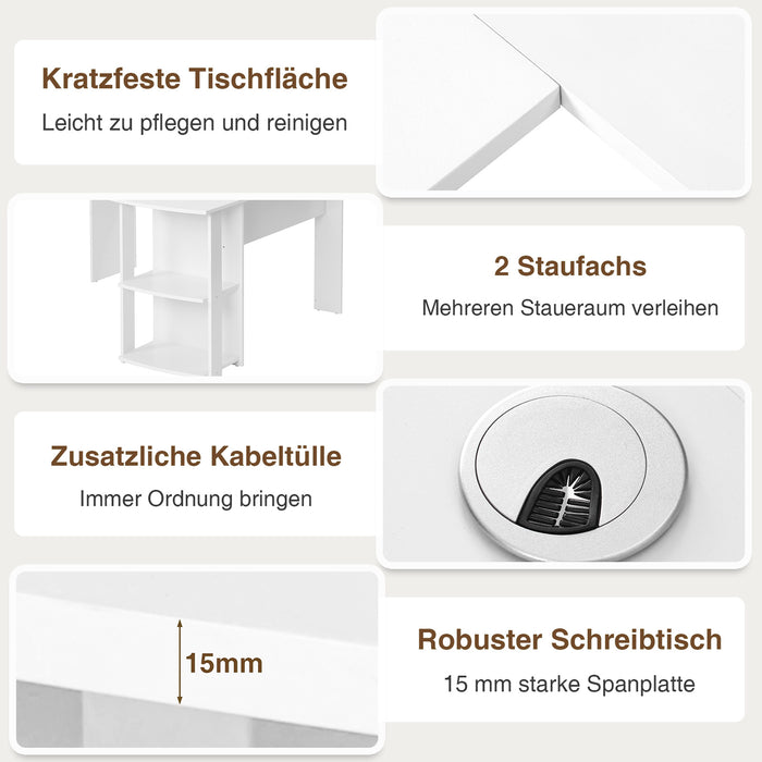 L-förmiger Eckschreibtisch in weiss WF314182AAA 06