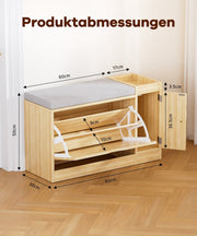 Yorbay Schuhbank mit Stauraum und Sitzkissen, 80 × 30 × 50 cm - YW003-D070 - 3 - Yorbay.de