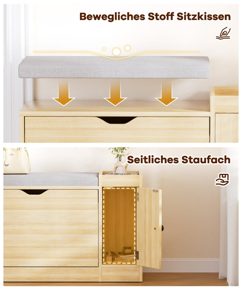 Yorbay Schuhbank mit Stauraum und Sitzkissen, 80 × 30 × 50 cm - YW003-D070 - 5 - Yorbay.de