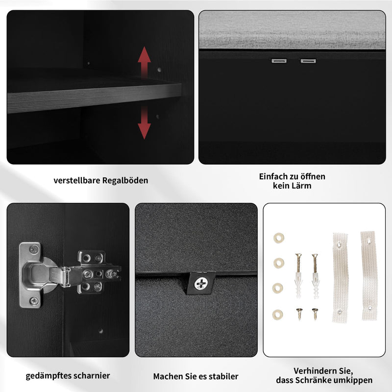 Schuhbank mit Türen und Sitzfläche - YB-WF318094AAA - 9 - Yorbay.de