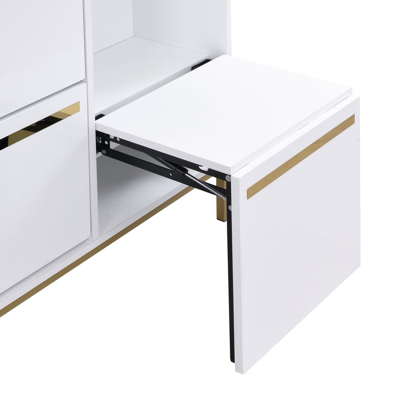 Schuhschrank mit Schuhwechselhocker und 3 Klappen, 105 x 115,5 x 25 cm - YB - WF230459460W - 5 - Yorbay.de