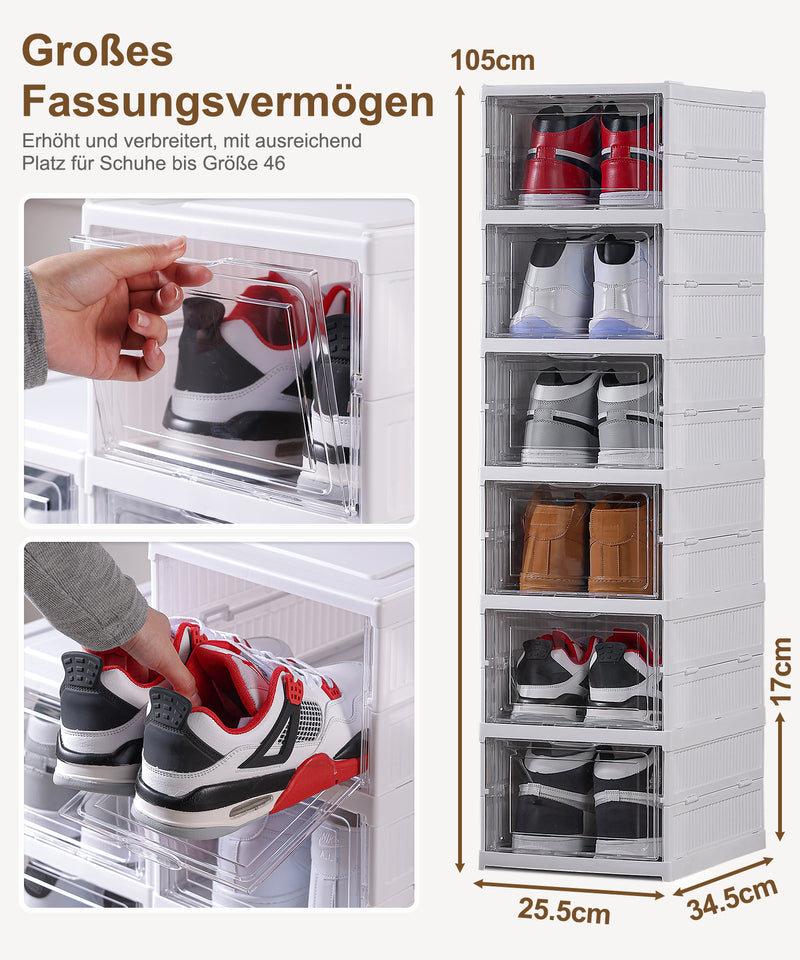 Yorbay faltbarer Schuhschrank mit 6 Schuhboxen, weiß - YB054 - W021 - 3 - Yorbay.de