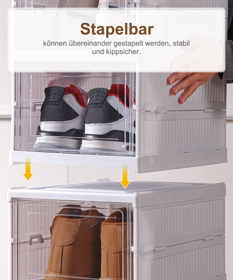 Yorbay faltbarer Schuhschrank mit 6 Schuhboxen, weiß - YB054 - W021 - 6 - Yorbay.de