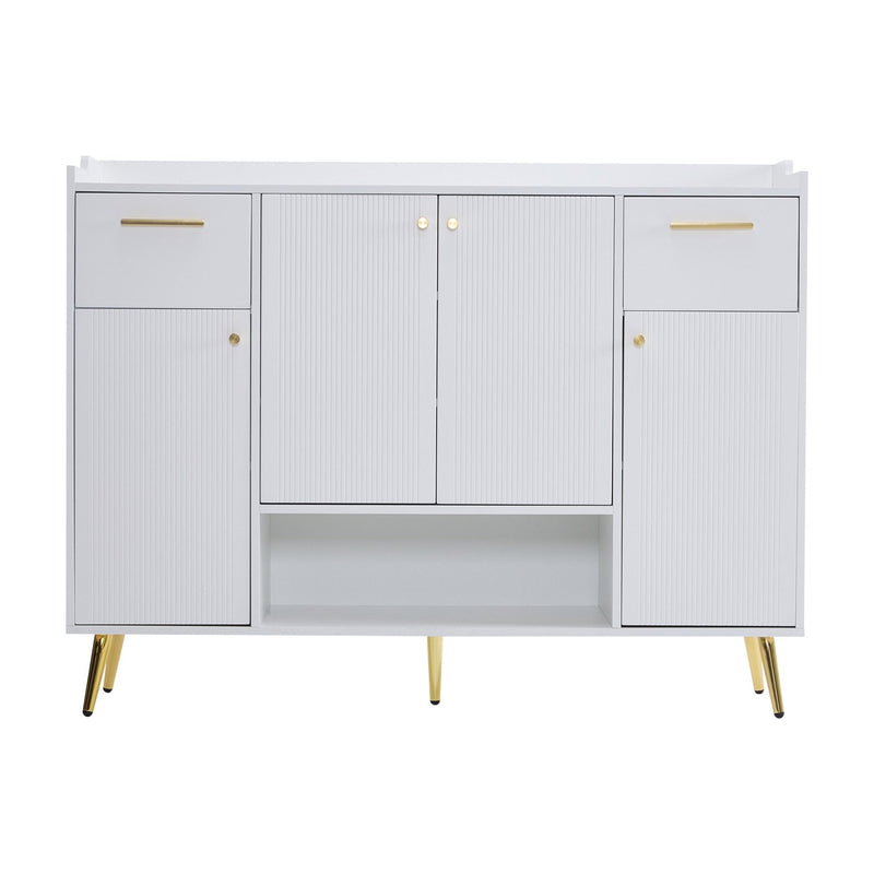 Schuhschrank mit 2 Schubladen und 4 Türen, 130x37x100 cm - YB - N657P21848384W - 1 - Yorbay.de