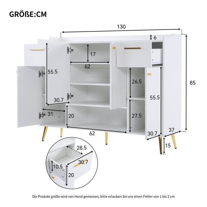 Schuhschrank mit 2 Schubladen und 4 Türen, 130x37x100 cm - YB - N657P21848384W - 3 - Yorbay.de