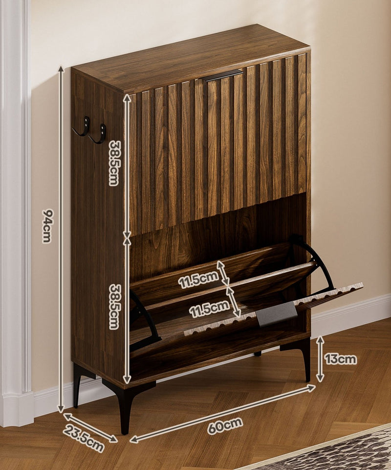 Yorbay Schuhschrank mit 2 Klappen für bis zu 12 Paar Schuhe, 94 x 60 x 23,5 cm - YW001-D068 - 17 - Yorbay.de