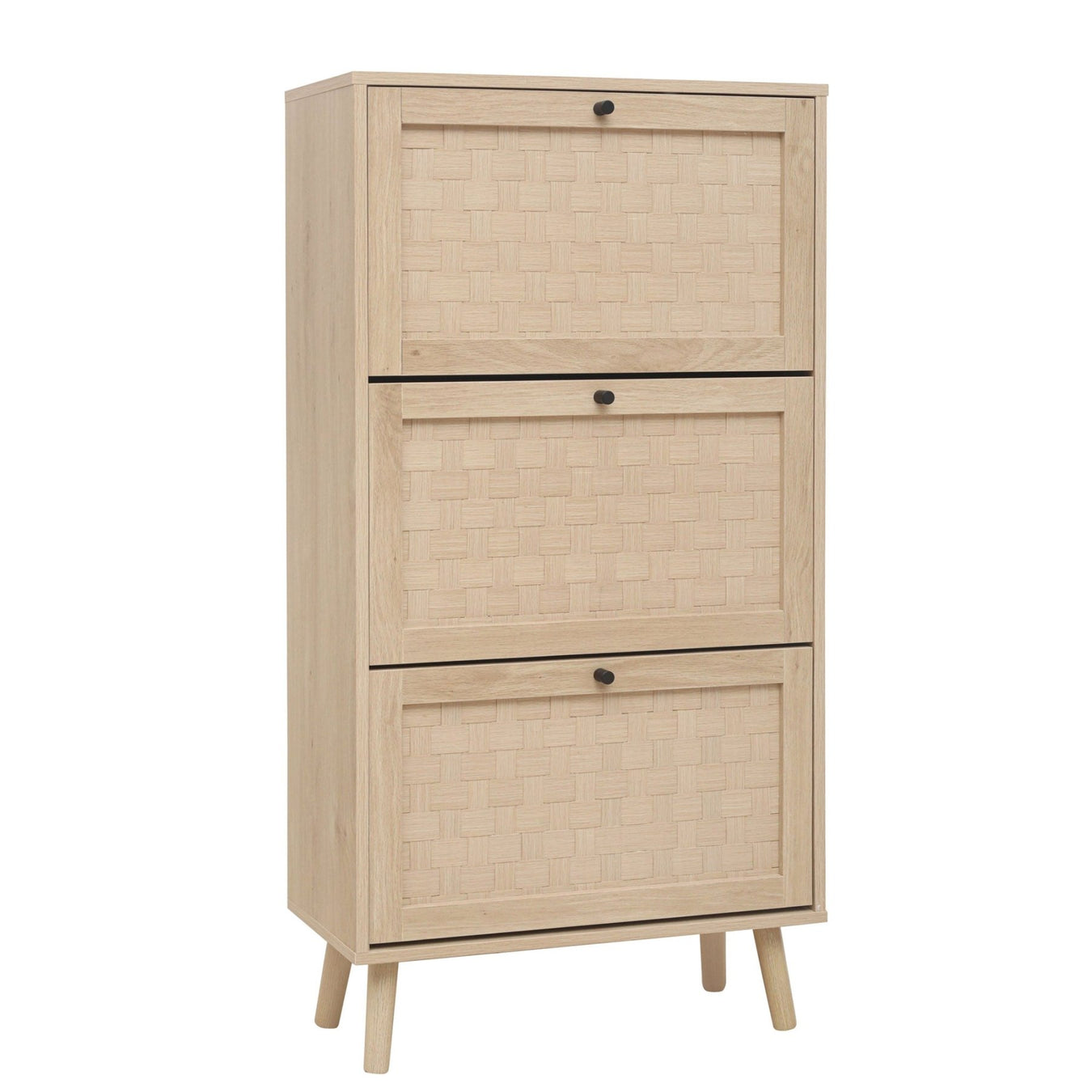 Schuhschrank mit 3 Ebenen & Streifendesign, 60 x 24 x 121 cm - YB - W1441P269070 - 1 - Yorbay.de