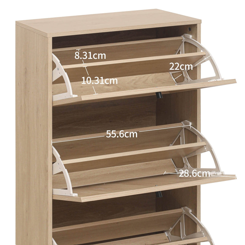 Schuhschrank mit 3 Ebenen & Streifendesign, 60 x 24 x 121 cm - YB - W1441P269070 - 4 - Yorbay.de