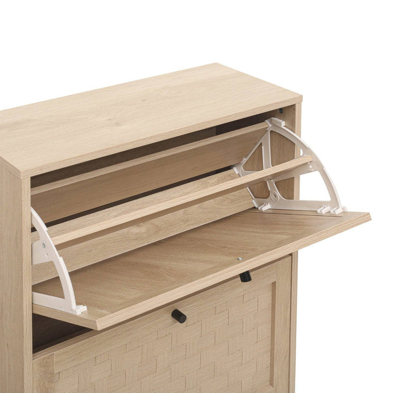 Schuhschrank mit 3 Ebenen & Streifendesign, 60 x 24 x 121 cm - YB - W1441P269070 - 6 - Yorbay.de