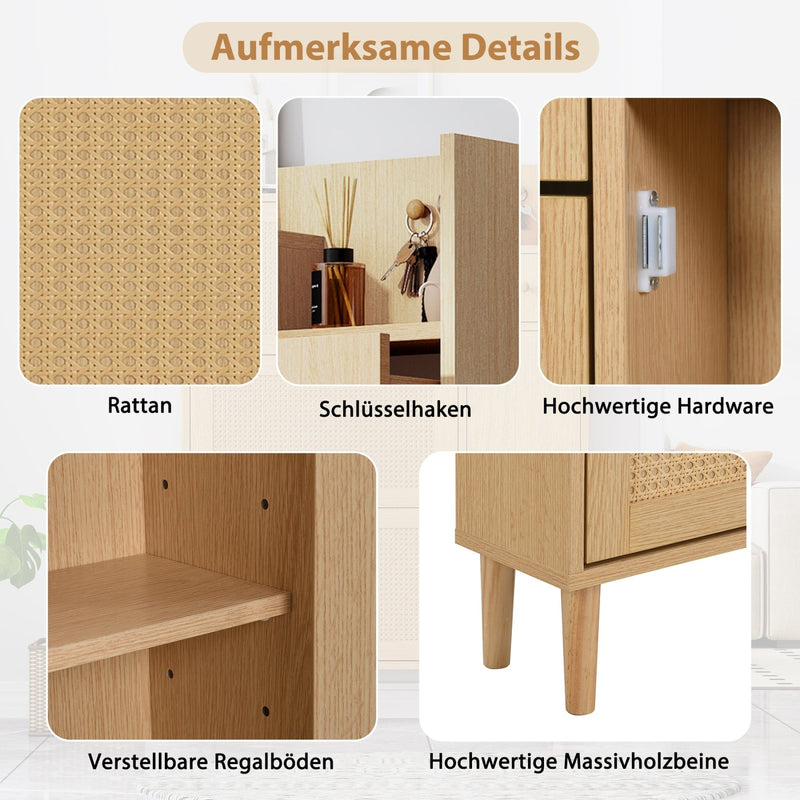 Schuhschrank aus Holzwerkstoff & Rattan, 90 x 125 x 17 cm - YB - WF317731AAP - 5 - Yorbay.de