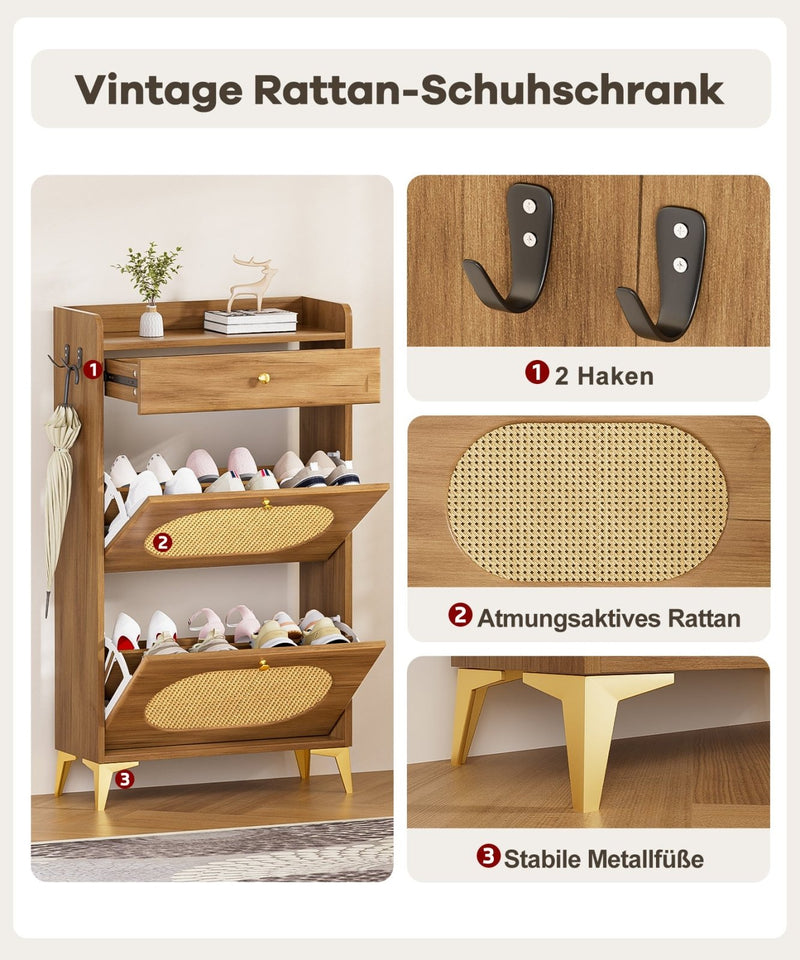 Yorbay Schuhschrank mit 2 Klappen, Schublade und Haken - YW028-D100 - 9 - Yorbay.de