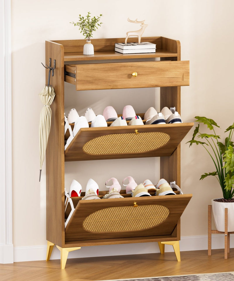 Yorbay Schuhschrank mit 2 Klappen, Schublade und Haken - YW028-D100 - 2 - Yorbay.de
