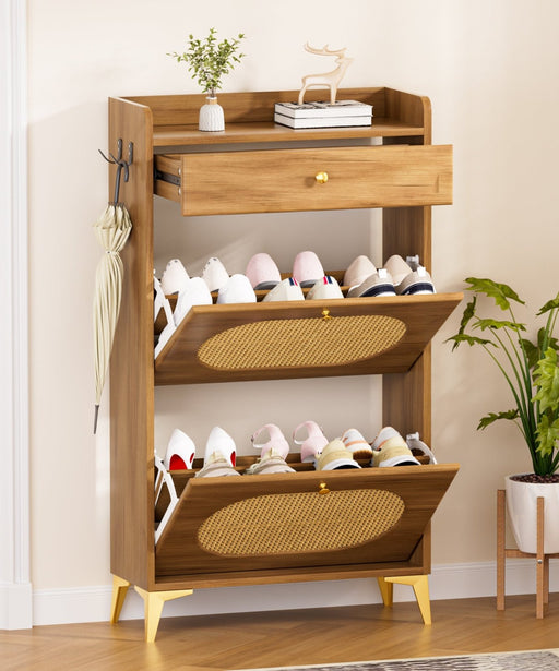 Yorbay Schuhschrank mit 2 Klappen, Schublade und Haken - YW028-D100 - 2 - Yorbay.de