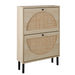 Schuhschrank mit 2 Rattantüren & 2 Ebenen, 87 x 17 x 60 cm - YB - W144163508 - 1 - Yorbay.de