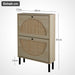 Schuhschrank mit 2 Rattantüren & 2 Ebenen, 87 x 17 x 60 cm - YB - W144163508 - 3 - Yorbay.de