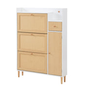 Schuhschrank aus Holzwerkstoff & Rattan, 90 x 125 x 17 cm - YB - WF317731AAW - 10 - Yorbay.de