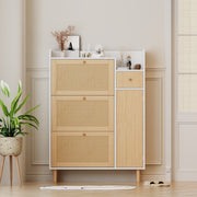 Schuhschrank aus Holzwerkstoff & Rattan, 90 x 125 x 17 cm - YB - WF317731AAW - 16 - Yorbay.de