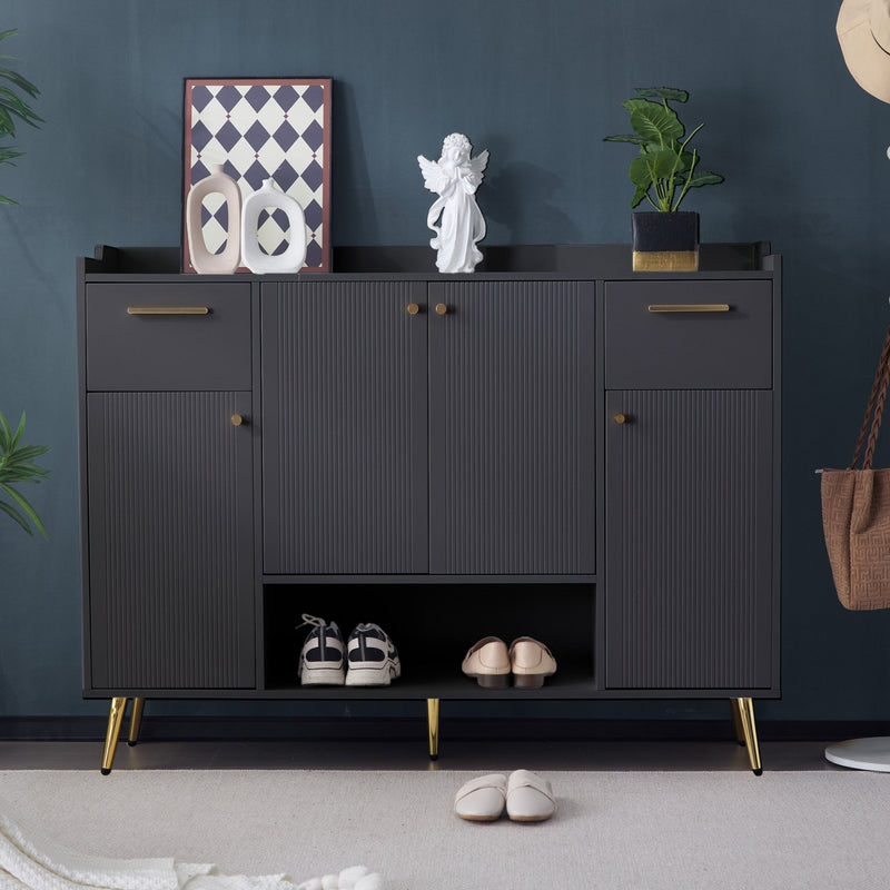 Schuhschrank mit 2 Schubladen und 4 Türen, 130x37x100 cm - YB - N657P21848384S - 17 - Yorbay.de