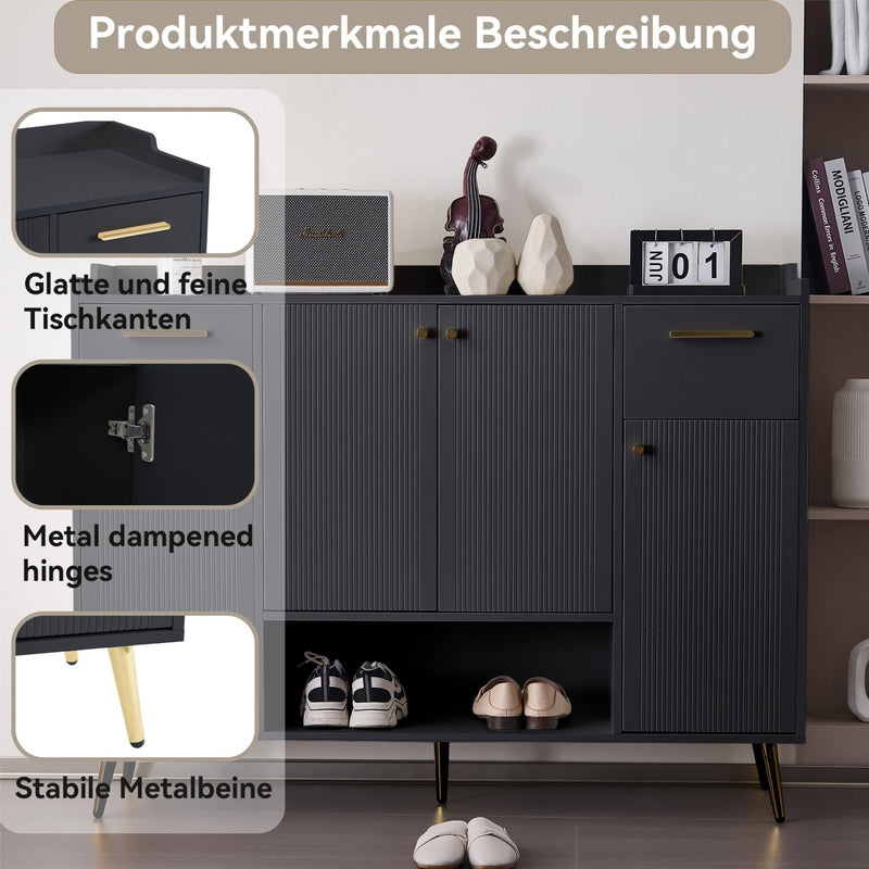 Schuhschrank mit 2 Schubladen und 4 Türen, 130x37x100 cm - YB - N657P21848384S - 12 - Yorbay.de