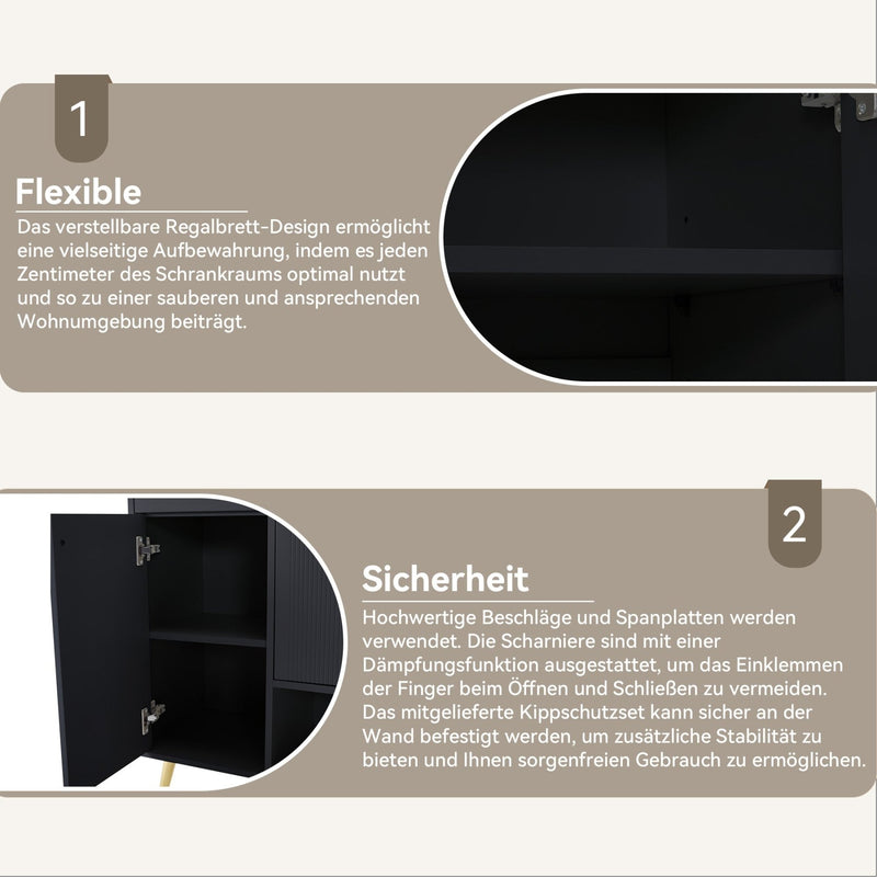 Schuhschrank mit 2 Schubladen und 4 Türen, 130x37x100 cm - YB - N657P21848384S - 13 - Yorbay.de