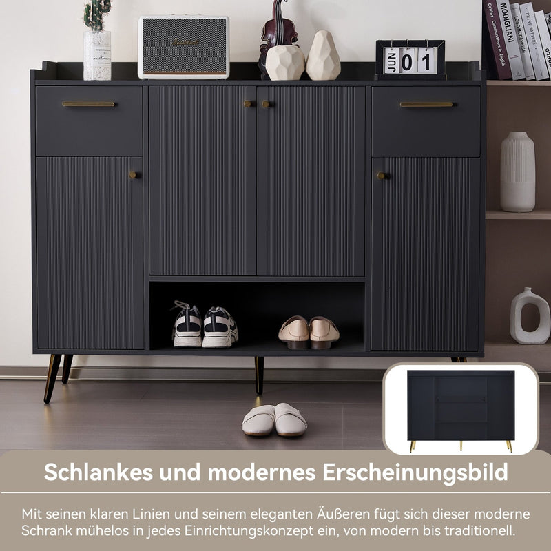 Schuhschrank mit 2 Schubladen und 4 Türen, 130x37x100 cm - YB - N657P21848384S - 16 - Yorbay.de