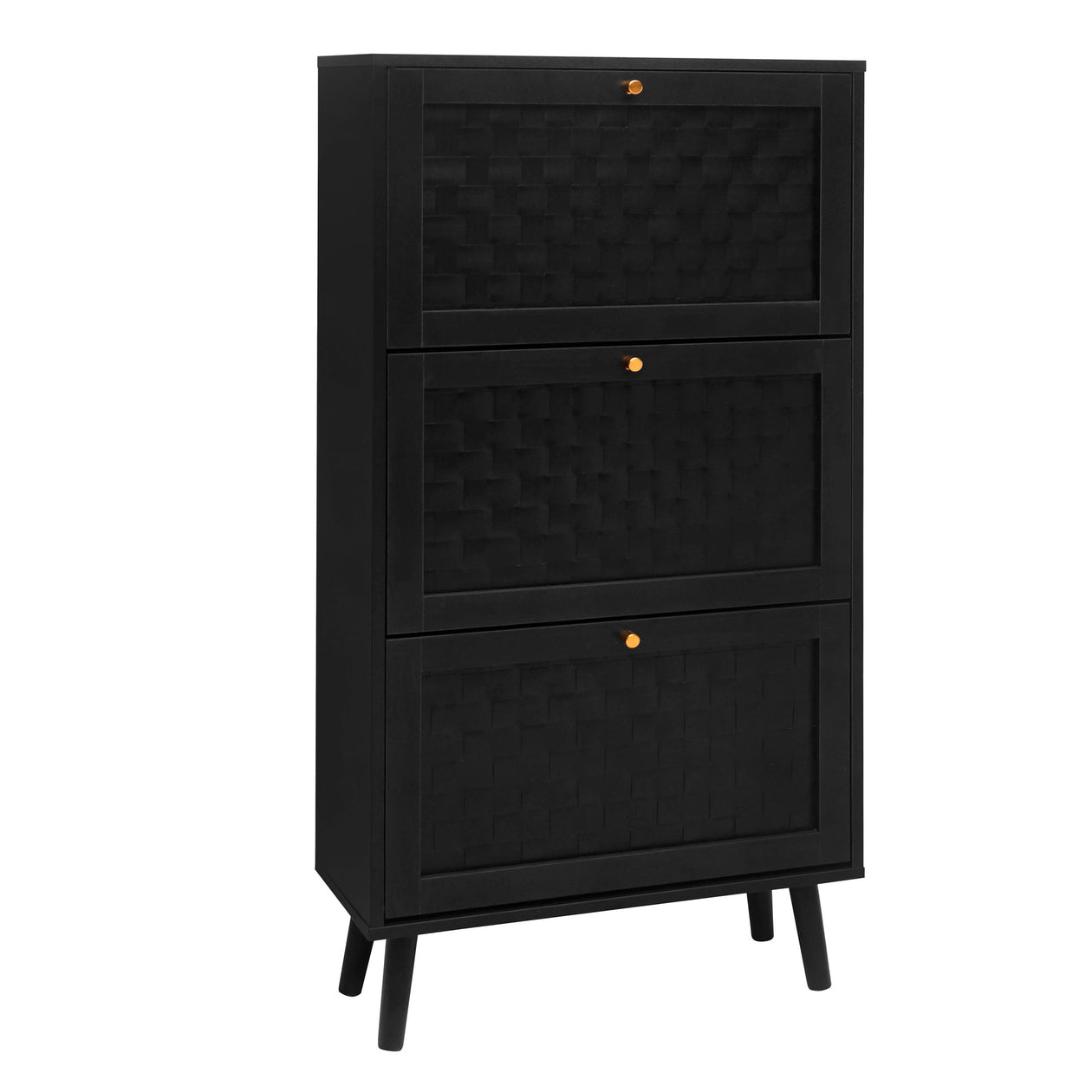 Schuhschrank mit 3 Ebenen & Streifendesign, 60 x 24 x 121 cm - YB - W1441P269073 - 10 - Yorbay.de