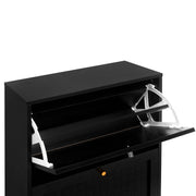 Schuhschrank mit 3 Ebenen & Streifendesign, 60 x 24 x 121 cm - YB - W1441P269073 - 15 - Yorbay.de