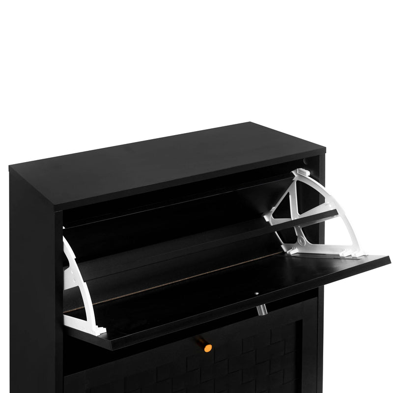 Schuhschrank mit 3 Ebenen & Streifendesign, 60 x 24 x 121 cm - YB - W1441P269073 - 15 - Yorbay.de