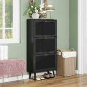 Schuhschrank mit 3 Ebenen & Streifendesign, 60 x 24 x 121 cm - YB - W1441P269073 - 11 - Yorbay.de