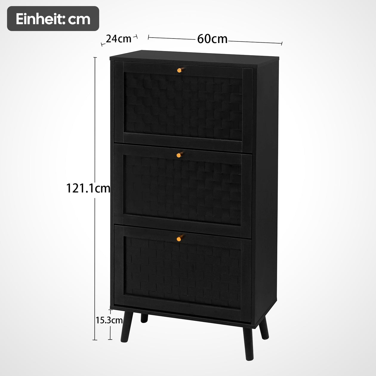 Schuhschrank mit 3 Ebenen & Streifendesign, 60 x 24 x 121 cm - YB - W1441P269073 - 12 - Yorbay.de