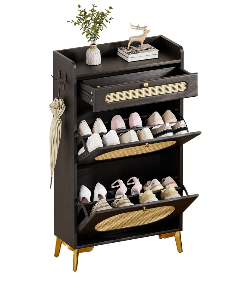 Yorbay Schuhschrank mit 2 Klappfächern & Schublade, 110,5 × 60 × 24 cm - YW002-D080 - 22 - Yorbay.de