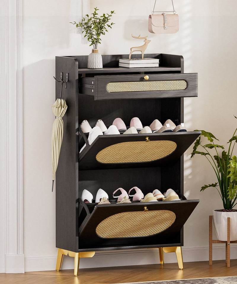 Yorbay Schuhschrank mit 2 Klappfächern & Schublade, 110,5 × 60 × 24 cm - YW002-D080 - 13 - Yorbay.de