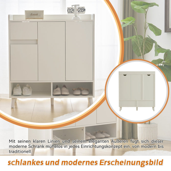 Schuhschrank mit verstellbaren Einlegeböden mit Massivholzbeinen - YB - N657P19981617W - 5 - Yorbay.de