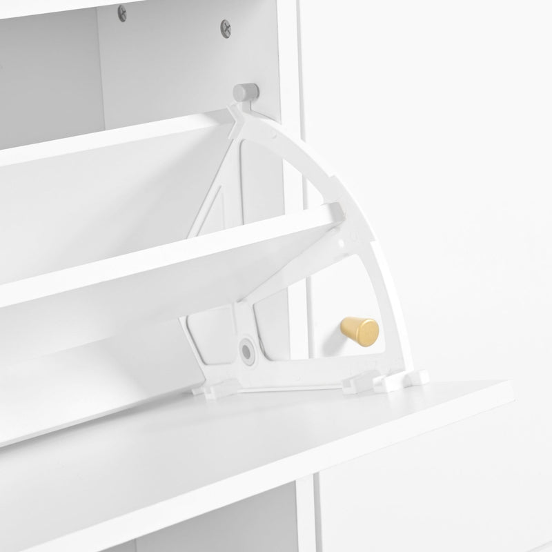 Schuhschrank mit 3 Klappen & Sitzbank, 119 x 24 x 122 cm - YB - N657P24674142W - 5 - Yorbay.de