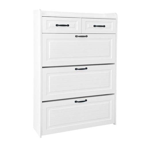 Schuhschrank mit drehbaren Klappen & 2 Schubladen, 80 x 23,5 x 120 cm - YB - RN3190867AAW - 1 - Yorbay.de