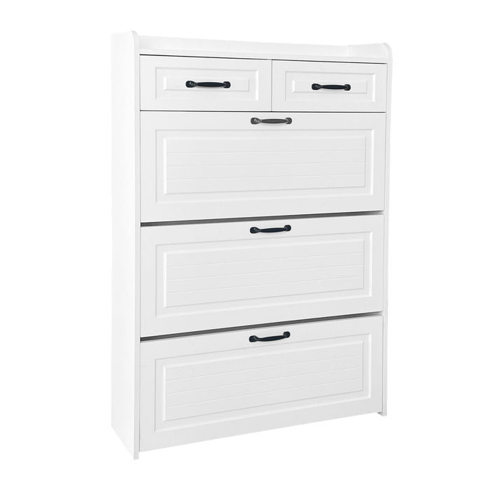 Schuhschrank mit drehbaren Klappen & 2 Schubladen, 80 x 23,5 x 120 cm - YB - RN3190867AAW - 1 - Yorbay.de