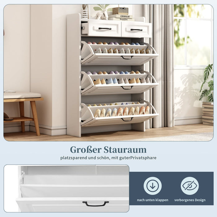 Schuhschrank mit drehbaren Klappen & 2 Schubladen, 80 x 23,5 x 120 cm - YB - RN3190867AAW - 5 - Yorbay.de