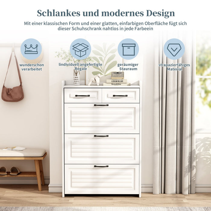 Schuhschrank mit drehbaren Klappen & 2 Schubladen, 80 x 23,5 x 120 cm - YB - RN3190867AAW - 6 - Yorbay.de