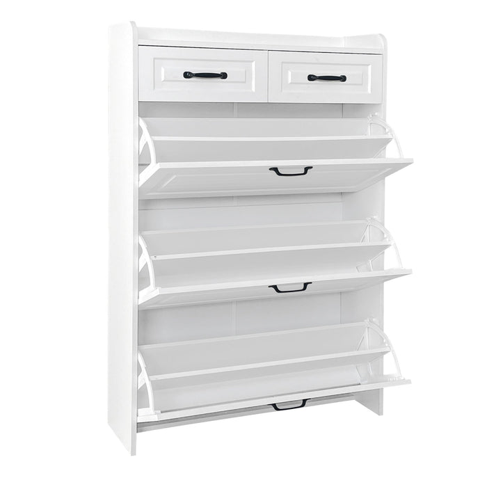 Schuhschrank mit drehbaren Klappen & 2 Schubladen, 80 x 23,5 x 120 cm - YB - RN3190867AAW - 7 - Yorbay.de
