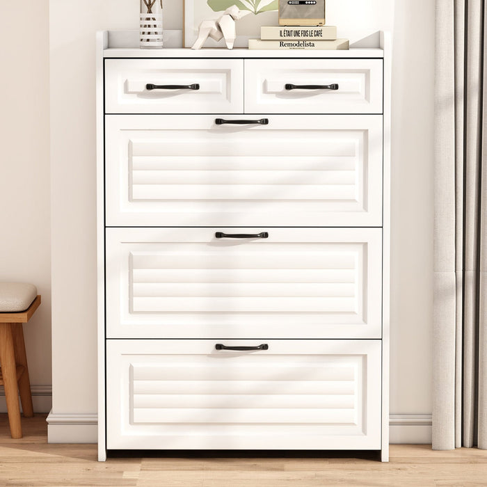 Schuhschrank mit drehbaren Klappen & 2 Schubladen, 80 x 23,5 x 120 cm - YB - RN3190867AAW - 8 - Yorbay.de