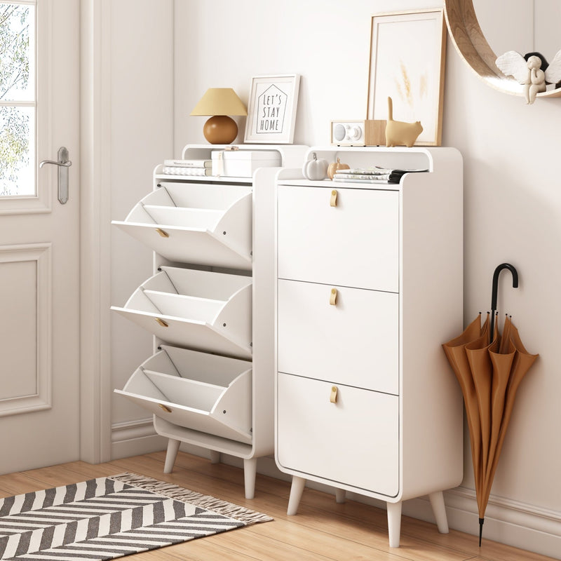 Schuhschrank mit 3 Klappbaren Schubladen, 133,7 x 29,5 x 63 cm - YB - T3143P261285 - 2 - Yorbay.de