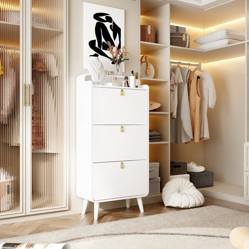 Schuhschrank mit 3 Klappbaren Schubladen, 133,7 x 29,5 x 63 cm - YB - T3143P261285 - 5 - Yorbay.de