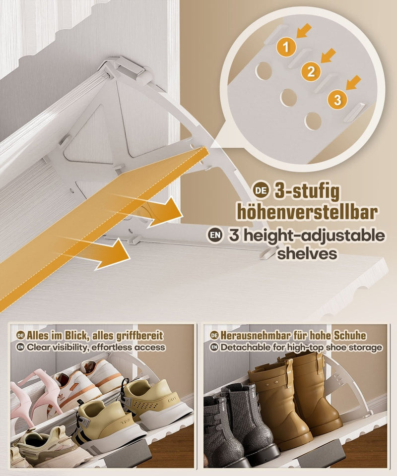 Yorbay Schuhschrank mit 2 Klappen für bis zu 12 Paar Schuhe, 94 x 60 x 23,5 cm - YW001-D066 - 5 - Yorbay.de