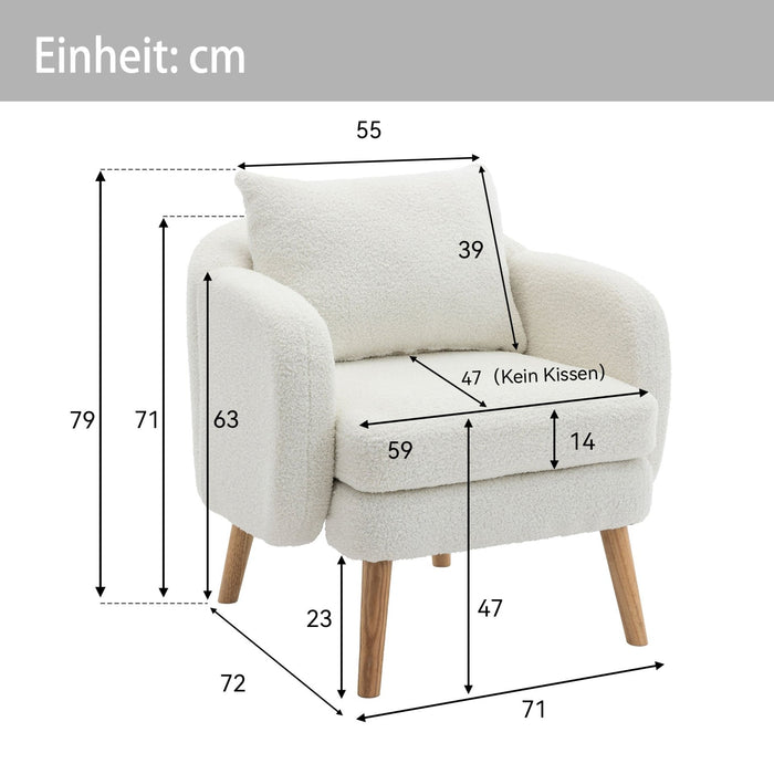 Teddy - Samt Sessel mit extra dickem Kissen, weicher Stoff, Massivholz - Beine - YB - WF311370AAW - 22 - Yorbay.de